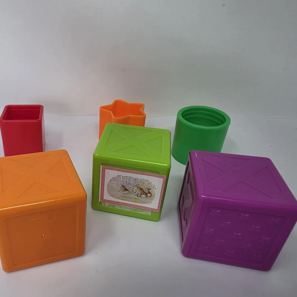 Plastic Blocks 1 2 3 Shapes Lot of 6